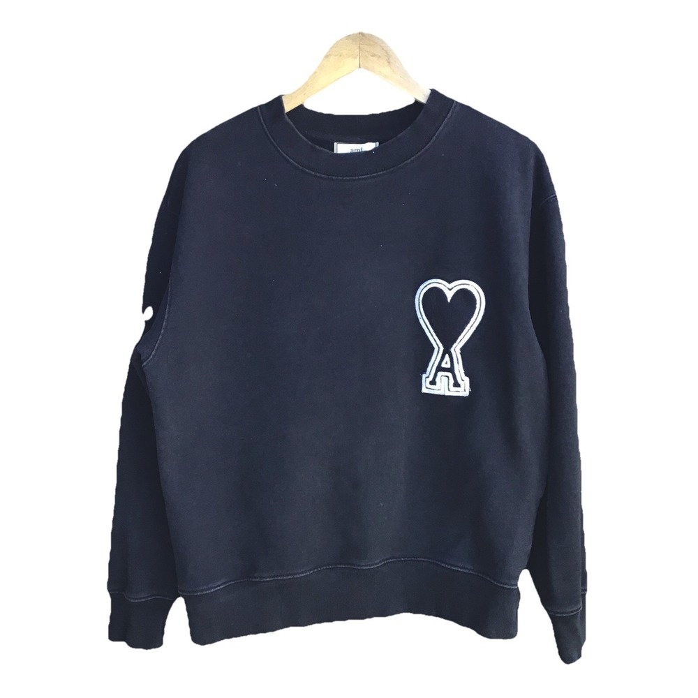 AMI Paris Ami de Cœur Black Crewneck Sweatshirt Men's Small Designer Logo